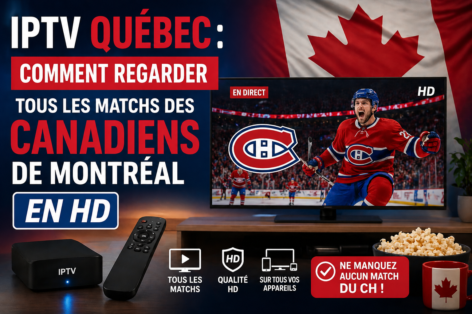 regarder les matche streaming TV via internet sur écran moderne Canada